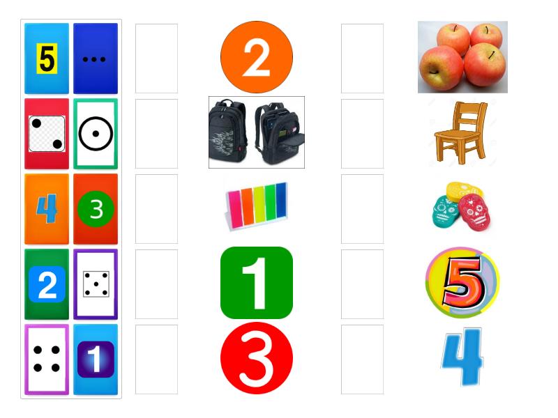 numbers 1 to 5 - Une las parejas