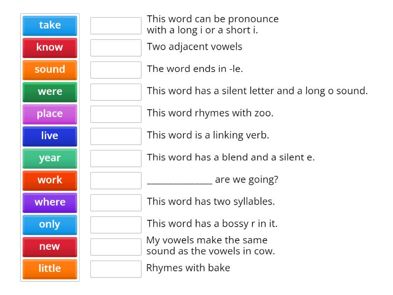 MCW List 11-Horizons Phonics - Match up