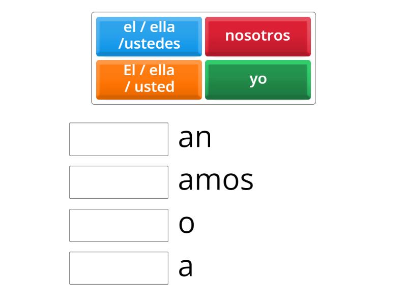 Presente - ar -er -ir ending verbs - Match up