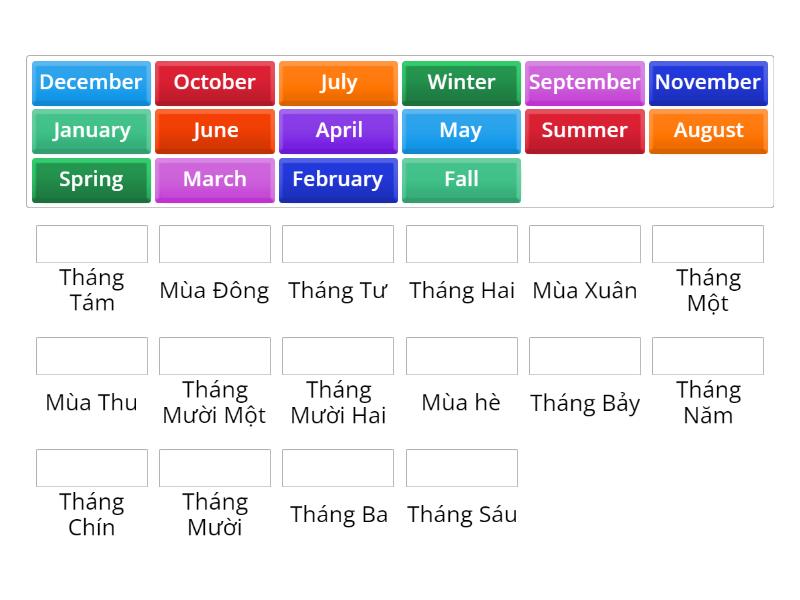 Months, Seasons - Match up