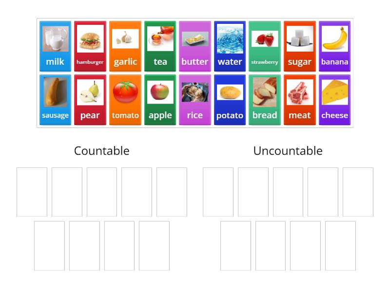 Countable & uncountable food items - Group sort