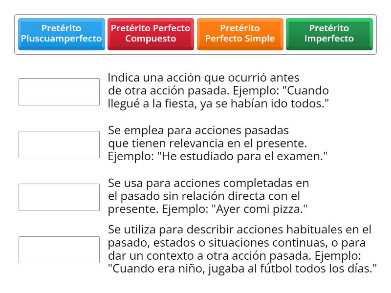 Tipos de verbos en Pasado - Une las parejas
