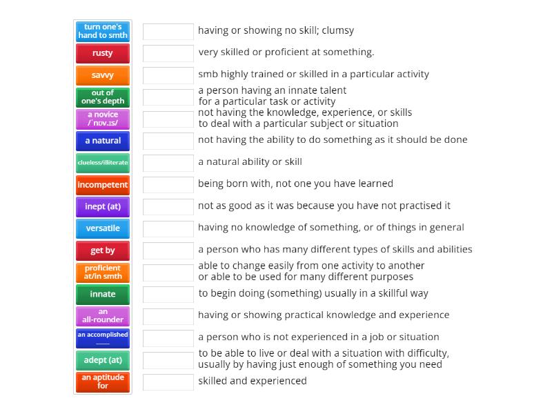 Skills and abilities (adv) - Match up