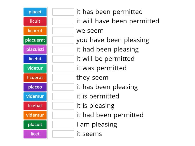 Latin Impersonal Verbs - Match up