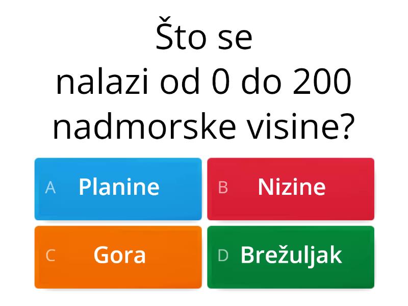 Geografija Reljef - Quiz