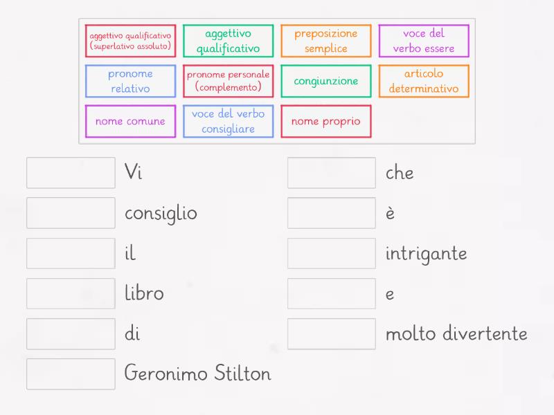 Analisi grammaticale...al volo! (frase 2) - Match up