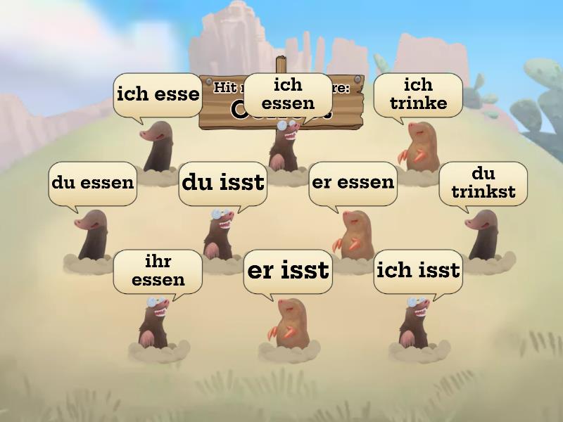 verb conjugation essen & trinken - Whack-a-mole