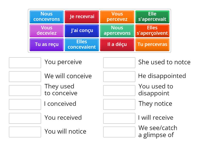 Verbs ending in -cevoir (part 2) - Match up