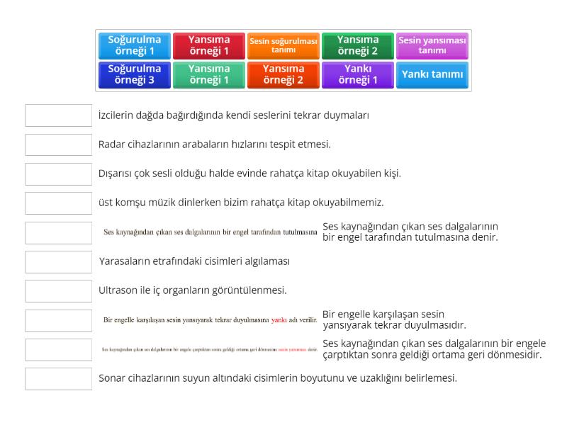 sesin yansıması ve soğurulması - Match up