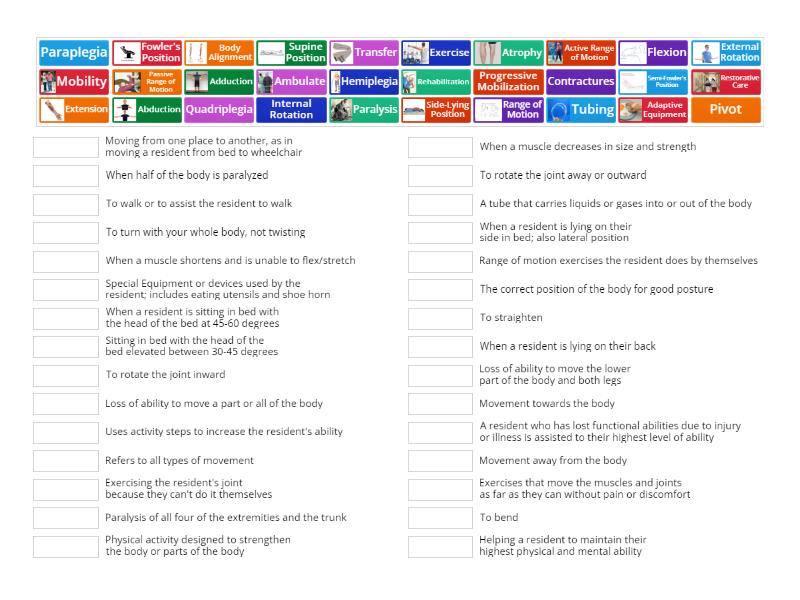 Unit 7 vocabulary - Match up