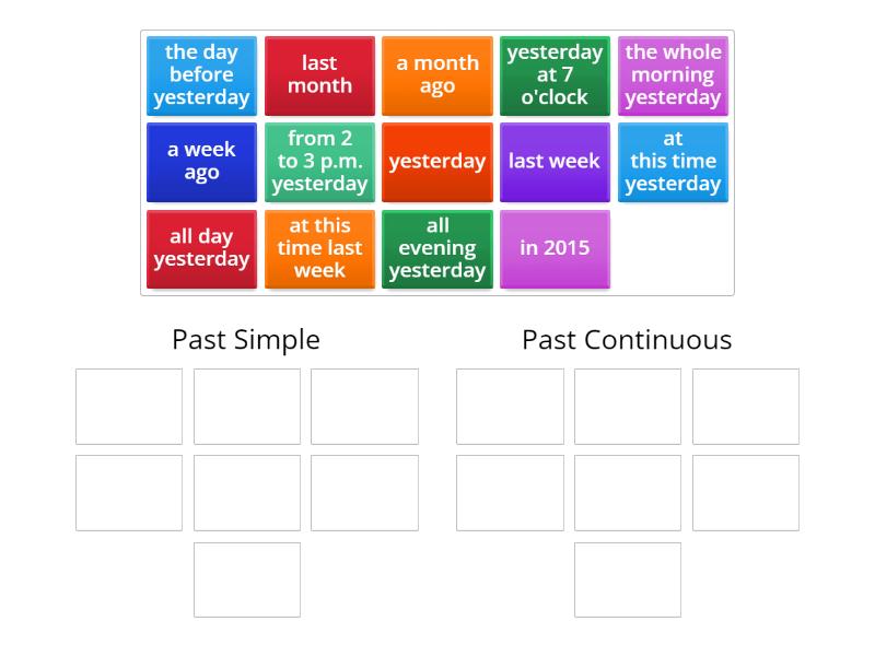Time markers (Past Simple/Continuous) - Group sort