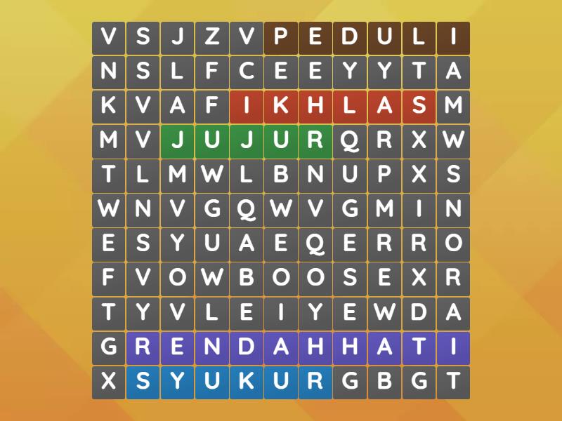 Perilaku Terpuji Wordsearch