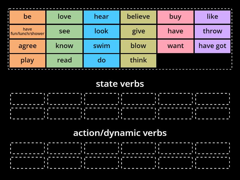 State and action verbs - Group sort
