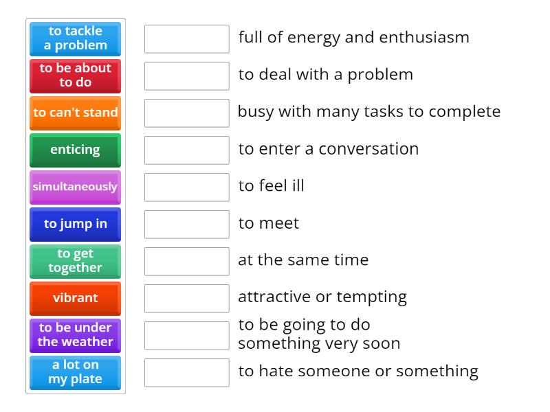 Match the words with their meaning - Match up