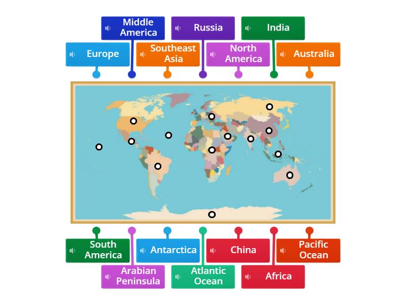 World Map - Labelled diagram