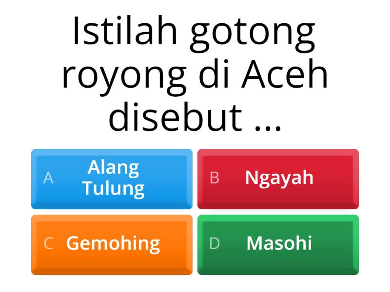 Istilah Nama Gotong Royong Di Berbagai Daerah - Quiz