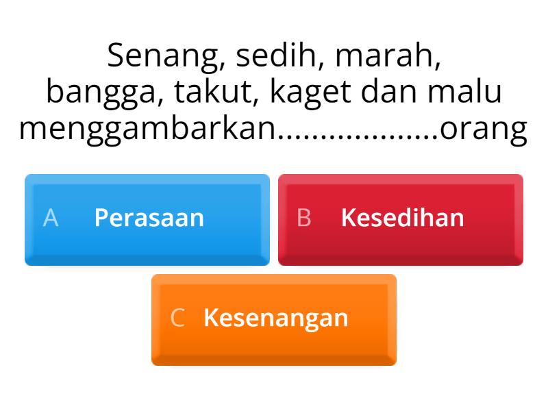 Kelas 2 ( Bahasa Indonesia) : Mengenal Perasaan Bab 1 - Quiz