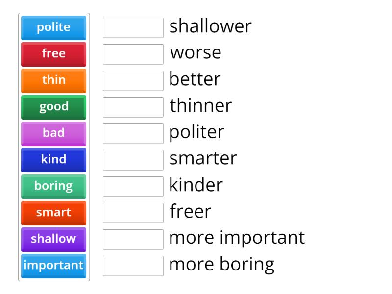 Comparative Adjective - Match up