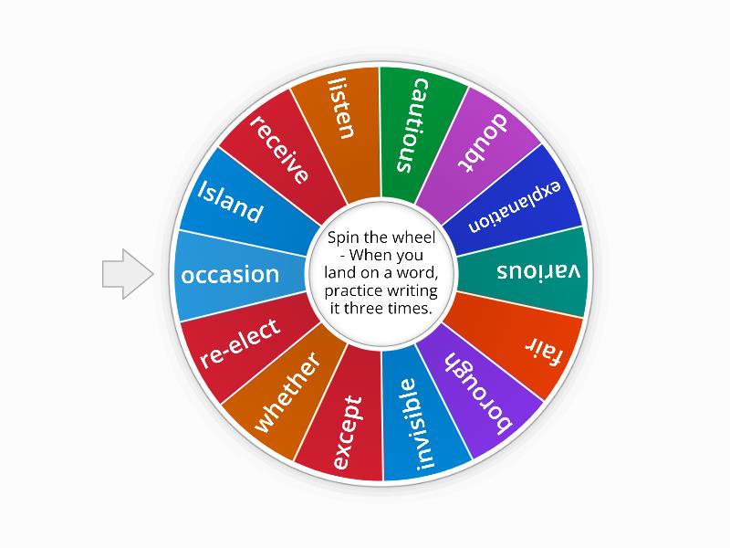 E3 Spelling Revision - Spin the wheel