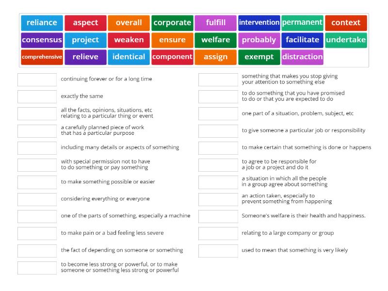 UNIT 4 L and S plus EXTRA WORDS SKILLFUL 4 UPPER INT - Match up