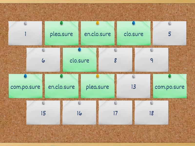 'sure' (with syllable breaks) - Matching pairs