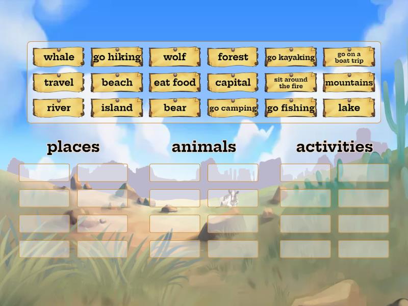 GG3 U3.5 sort out places, animals, activities - Group sort