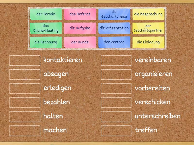 Lektion 04 Nomen + Verben - Match up