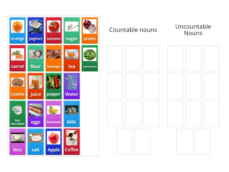 7 pm COUNTABLE AND UNCOUNTABLE NOUNS - Group sort