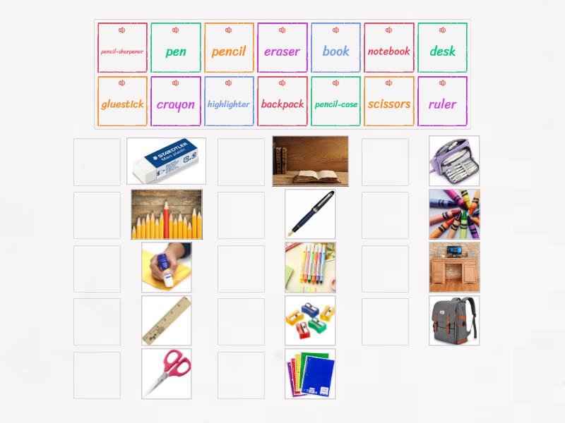 School objects - Match up