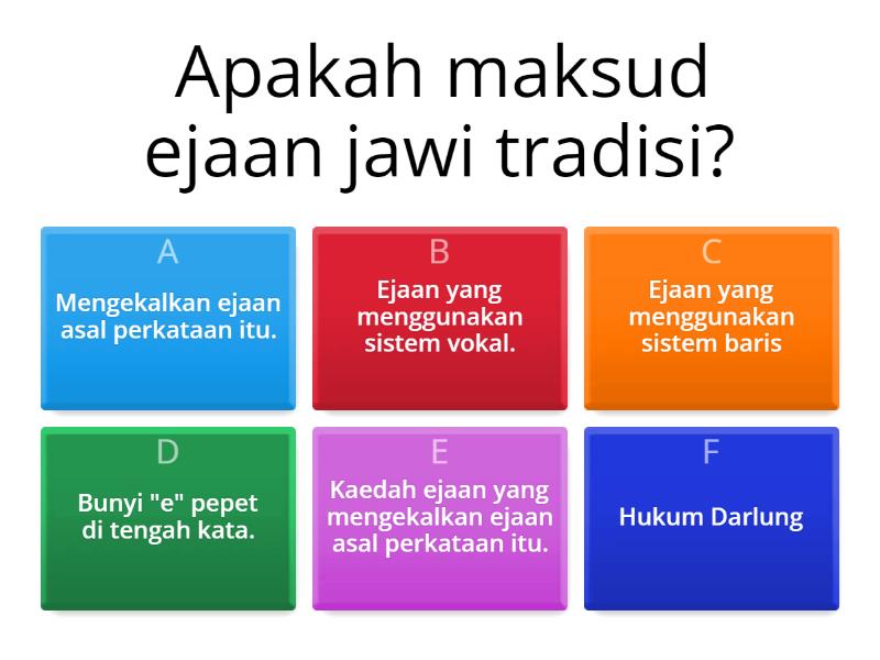 Maksud Ejaan Jawi Tradisi dan Ejaan Jawi Mengikut Hukum - Quiz