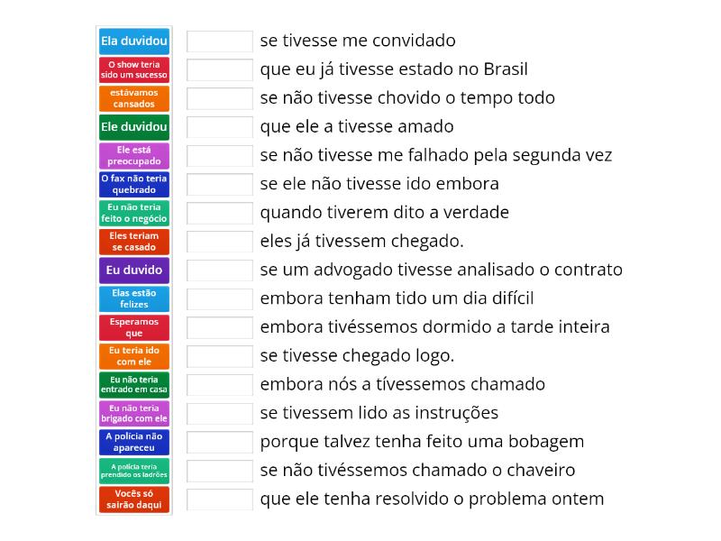 Tempos Compostos Do Subjuntivo Une Las Parejas