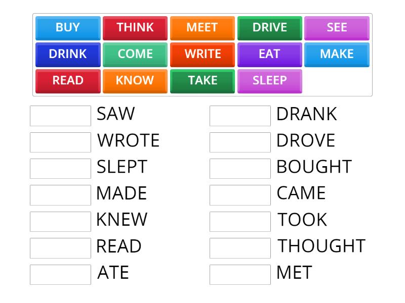 PAST SIMPLE - IRREGULAR VERBS - Match up