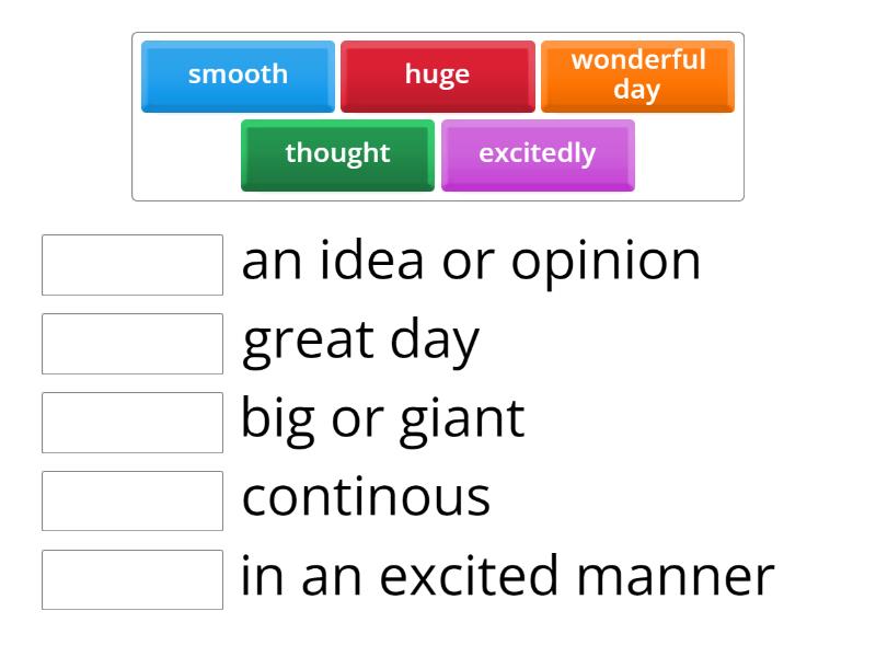 Match the words with their correct meanings - Match up