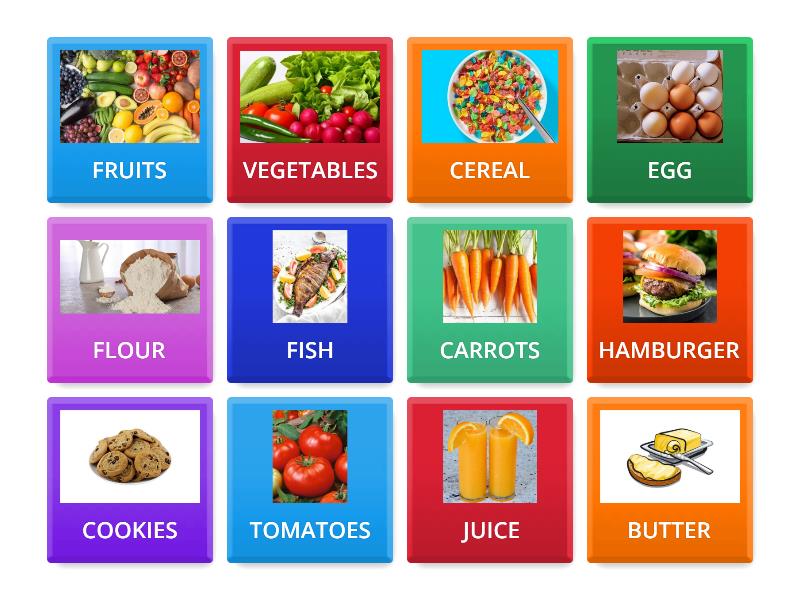 Memory game food flip tiles