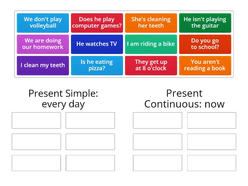 M3, the present tenses - Group sort