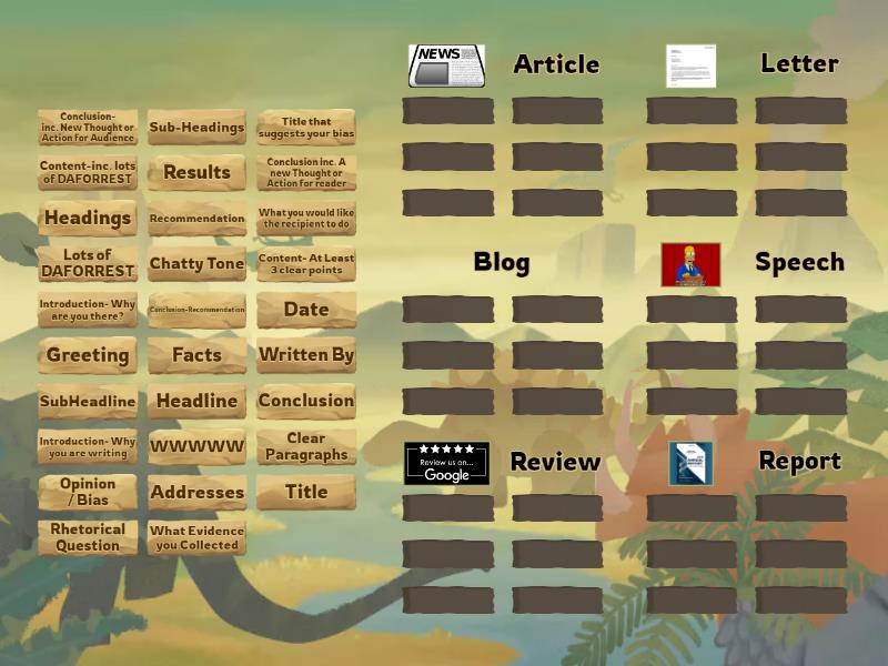 Layout Features / Text Types - Group sort