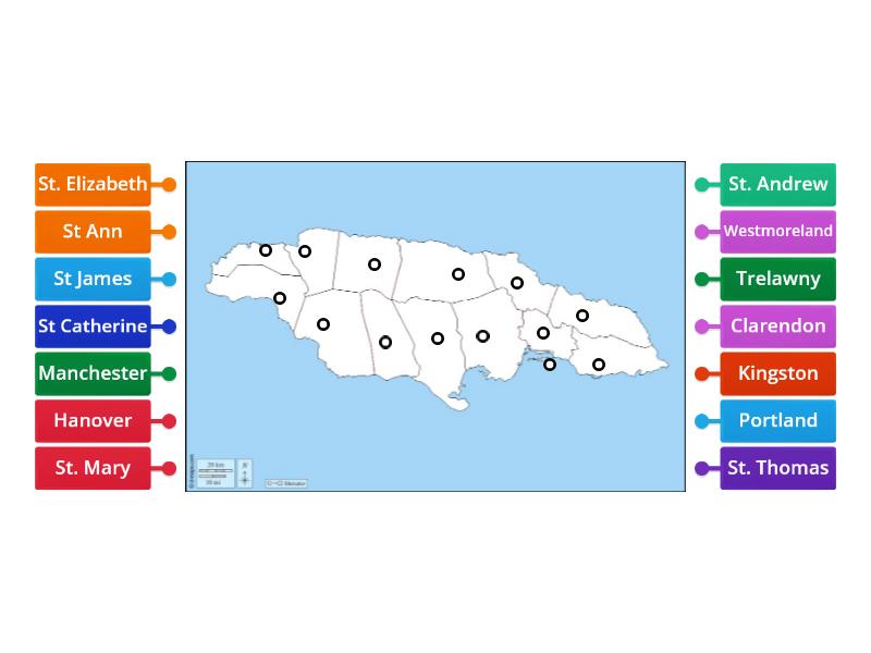 Map Of Jamaica - Labelled Diagram