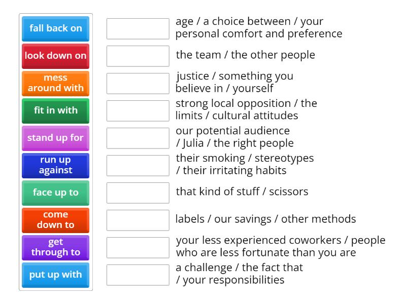 Three-word phrasal verbs - Match up