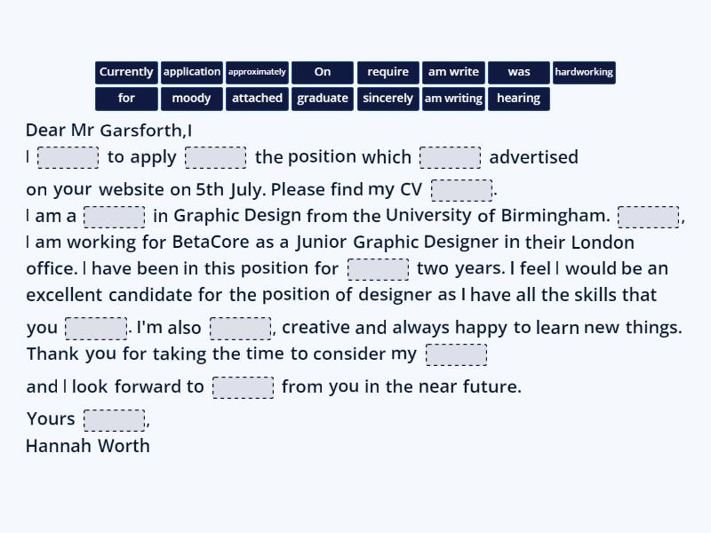 Job application - Complete the sentence