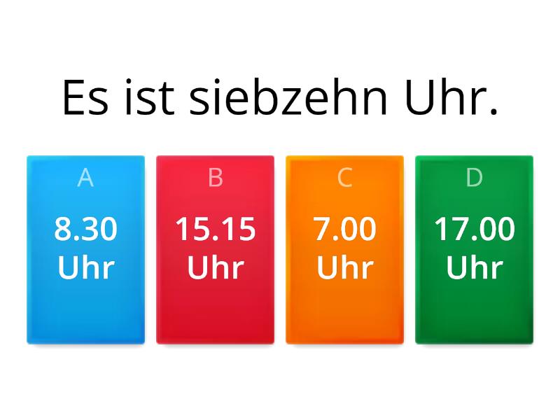 Offizielle Uhrzeiten - Quiz