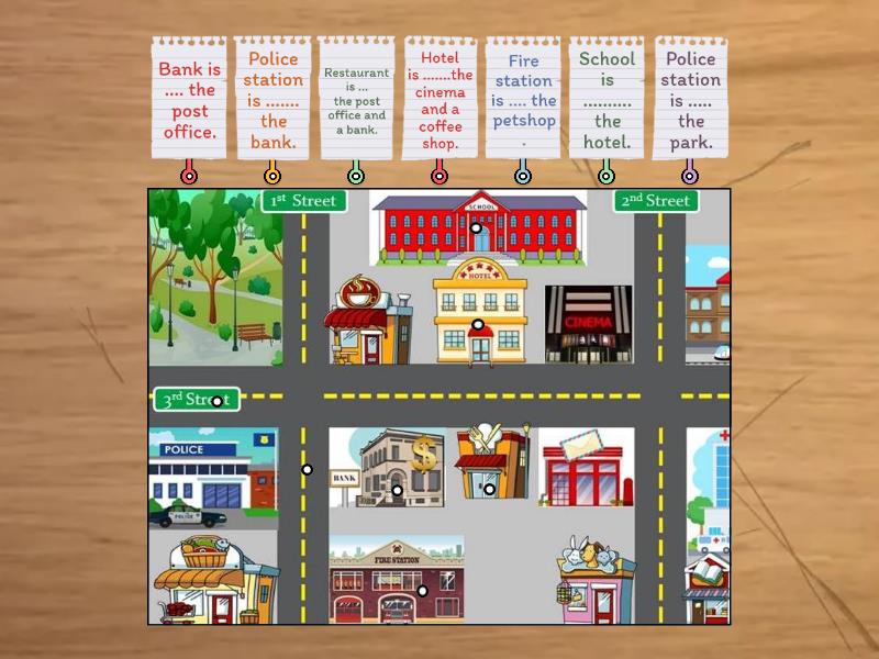 Prepositions of place :opposite, between,next to and near - Labelled ...