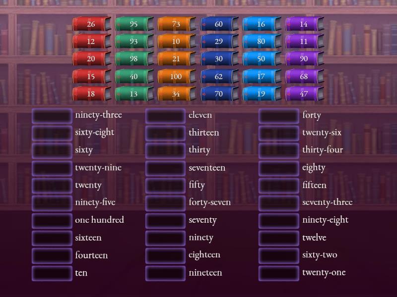 Numbers from 1 to 100 RELIER - Match up