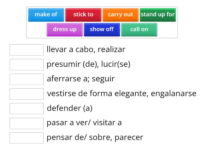 2 MINDSET UNIT 1 PHRASAL VERBS - Match up