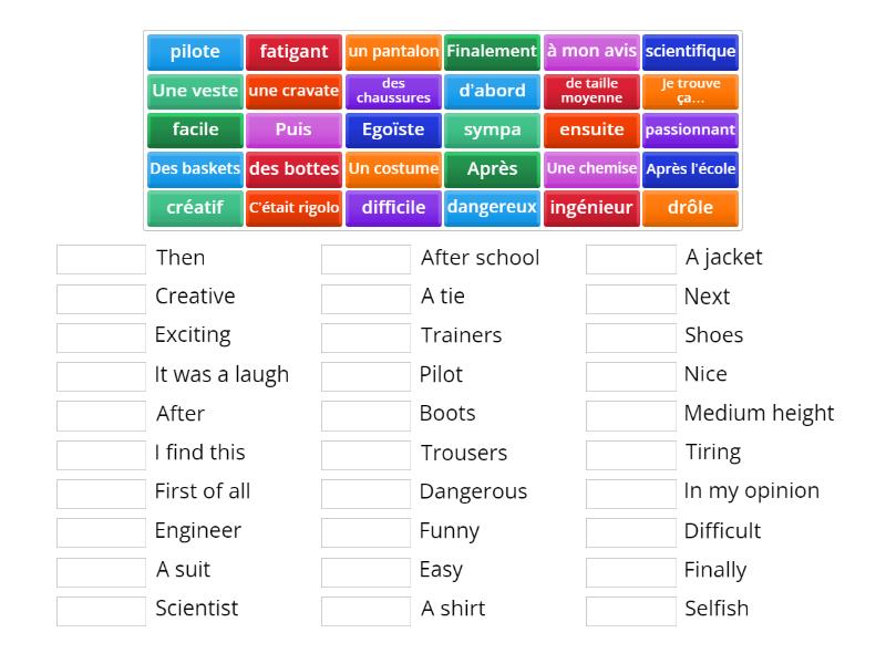 AP3 vocabulary Year 9 - Match up