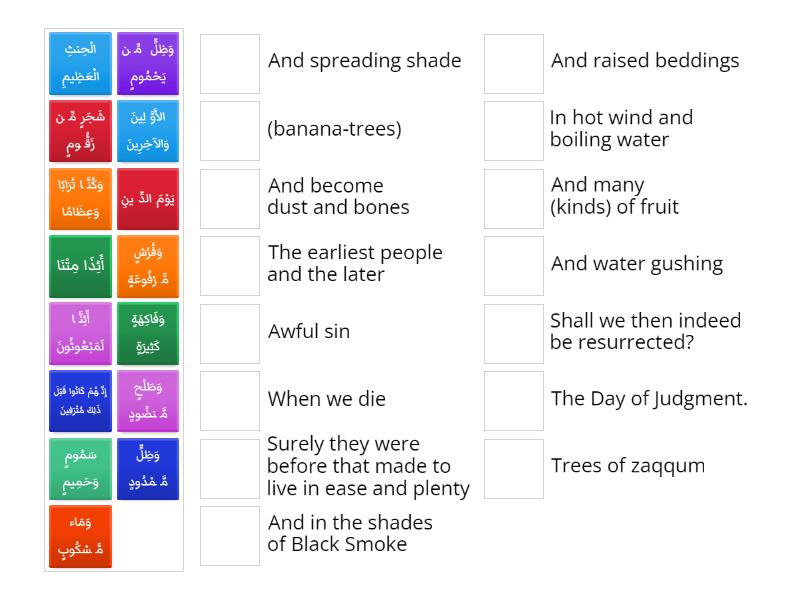 Vocab Surat AlWaqia'h ayat 2756 Match up