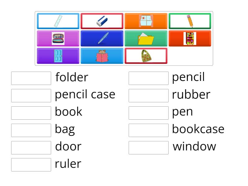 Unit 1 School things - Match up