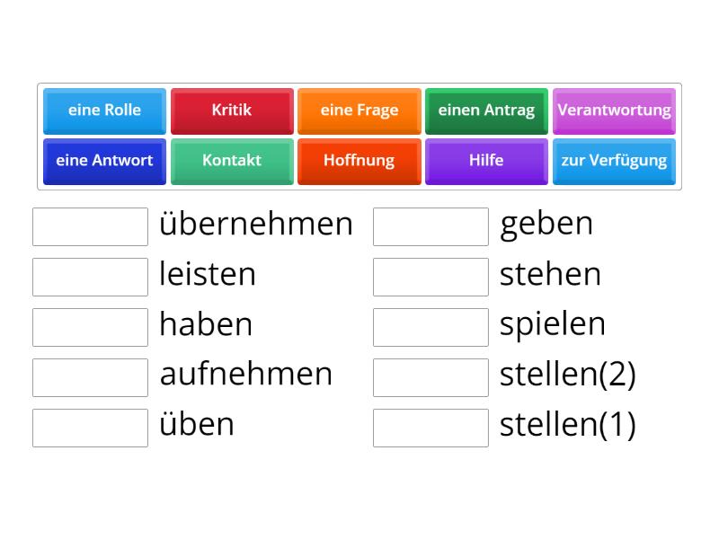 Nomen +Verb Verbindungen B1 - Match up