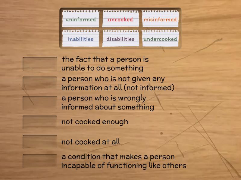 vocabulary 8a - Match up