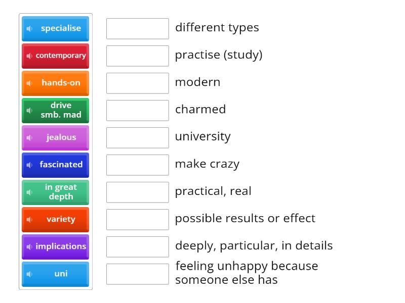 GW B2 Unit 1 Reading Vocabulary - Match up