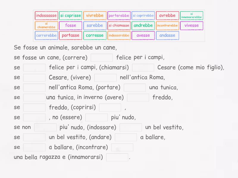 10 Frasi Con Il Congiuntivo E Il Condizionale Insieme Completa i periodi ipotetici con i verbi al condizionale e al